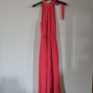 Charlotte Russe Coral Halter Jumpsuit